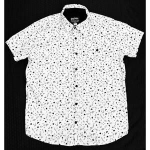 Harry Potter Button Up Short Sleeved Black White Shirt Men's Size L